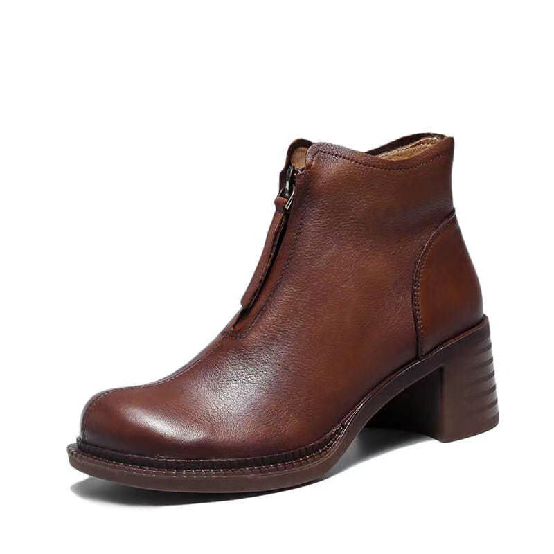 Autumn Leather Soft-soled Short Boots