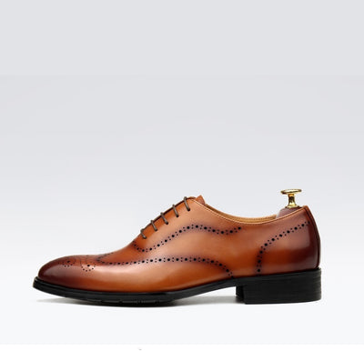 Leather British Pointed Toe Business Formal Wear Lace-up Shoes Men