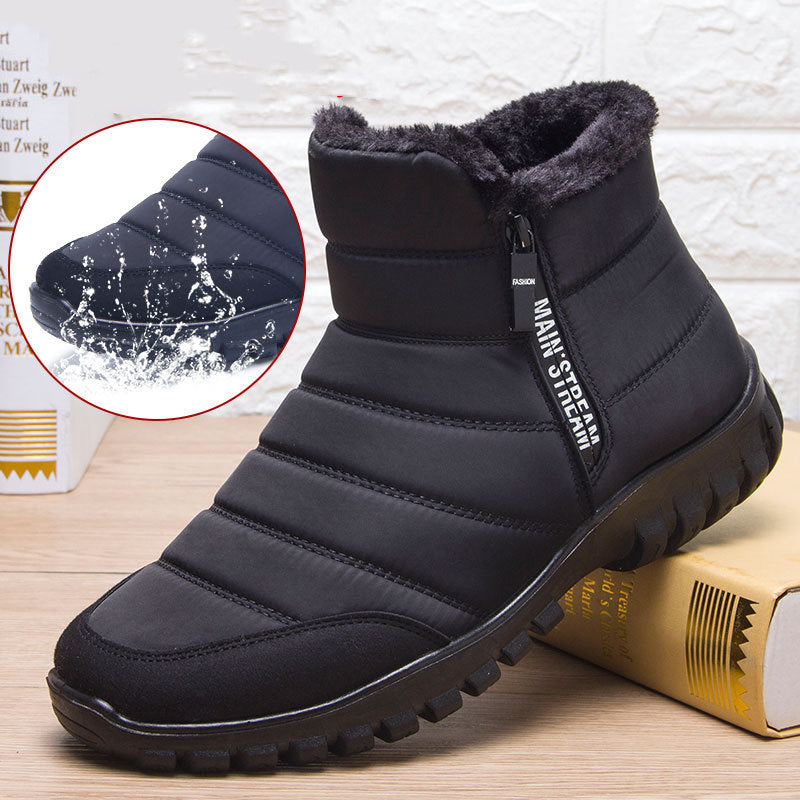 Winter Boots For Men Waterproof Warm Shoes With Plush Zipper Design