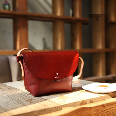 Handmade Retro Leather Messenger Bag For Women