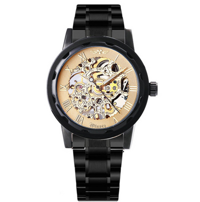 business casual space engraved gold watchband manual mechanical watches