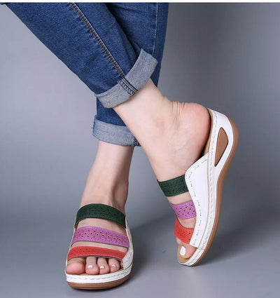 Women Hollow Out Rainbow Stitching Slippers