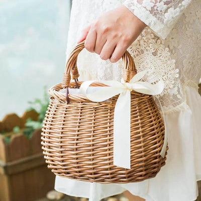 Women's Fashion Rattan Basket Handbag