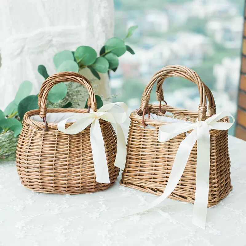 Women's Fashion Rattan Basket Handbag