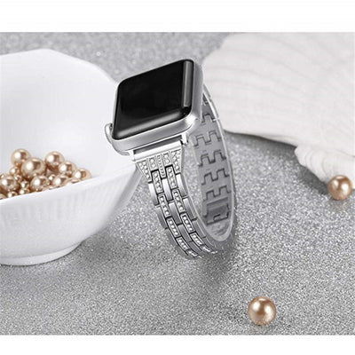 Stainless Steel Metal Five-Bead Two-Row Diamond Bracelet