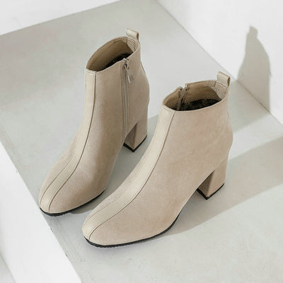 Square Toe Thick Heel Short Boots