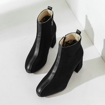 Square Toe Thick Heel Short Boots