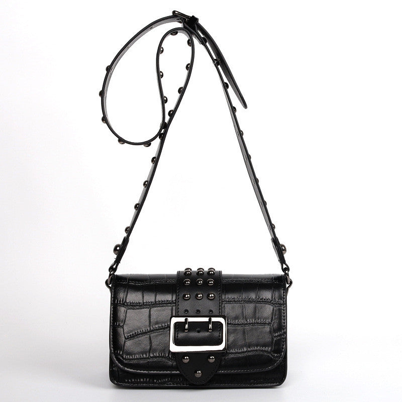 Rivet Leather Buckle Small Square Bag