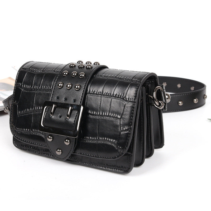 Rivet Leather Buckle Small Square Bag