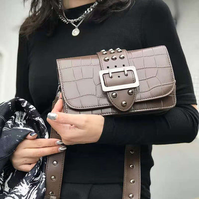 Rivet Leather Buckle Small Square Bag