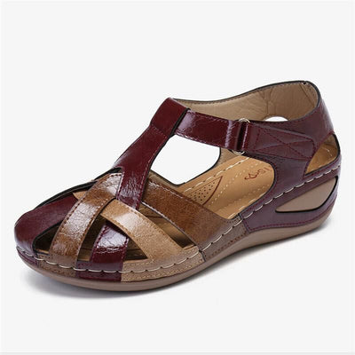 European And American Retro Round Toe Wedge Women Sandals