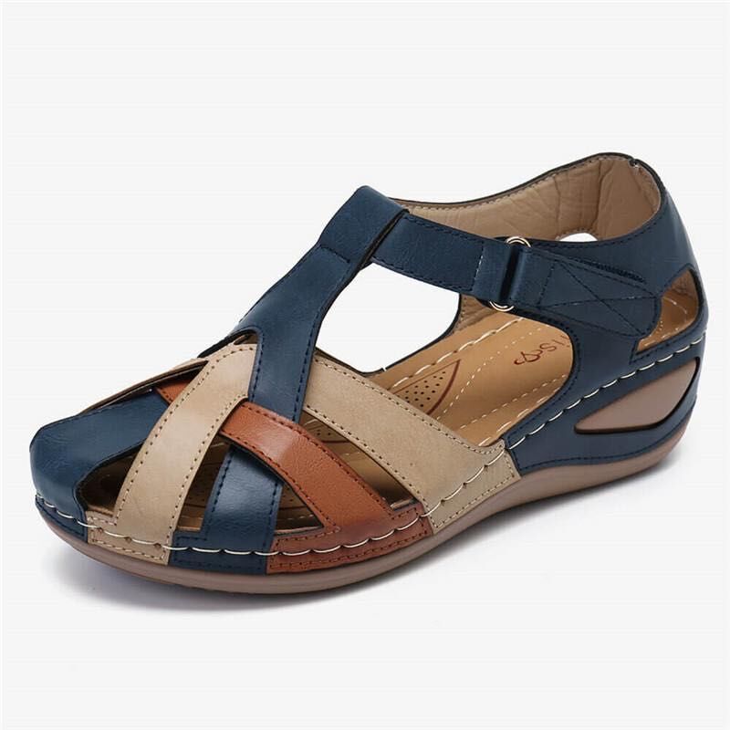 European And American Retro Round Toe Wedge Women Sandals