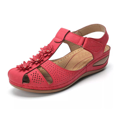 Summer Women's Soft Soled Round Toe Velcro Wedge Women Sandals