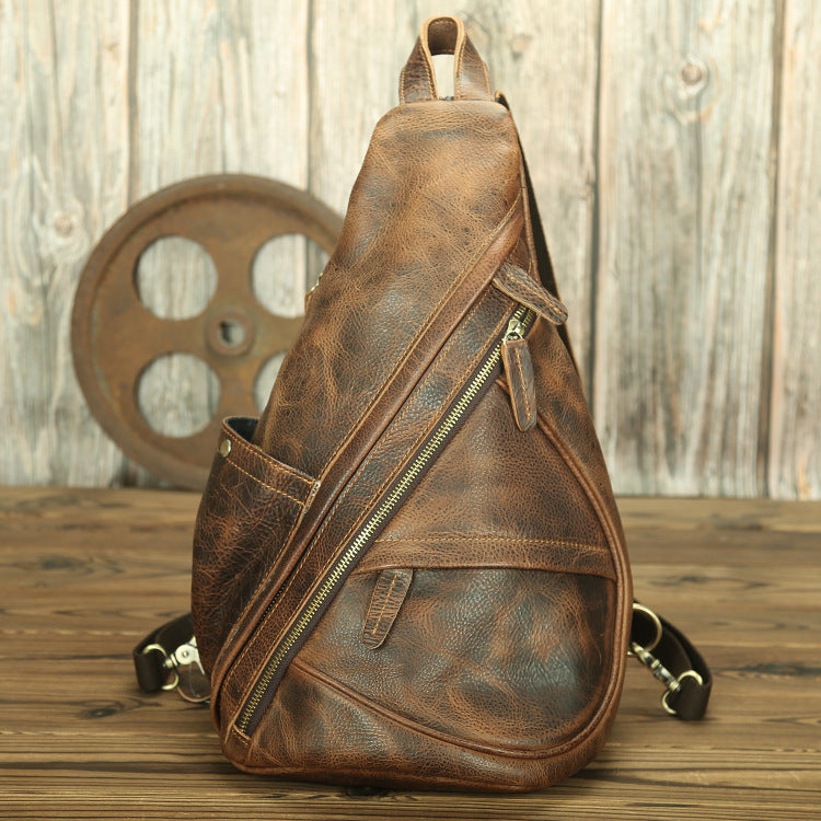 LACHIOUR Mens Genuine Leather Chest Bag Men