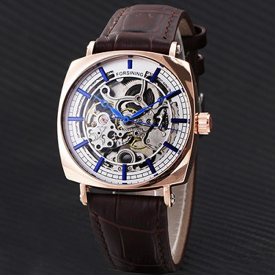 Black Genuine Leather Band Fashion Royal Watch