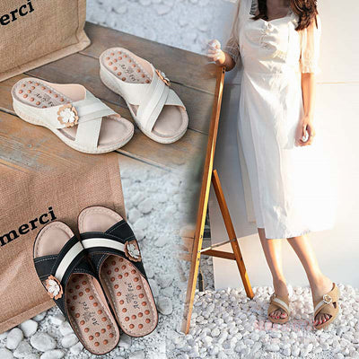 Wedge Flower Beach Slippers For Women