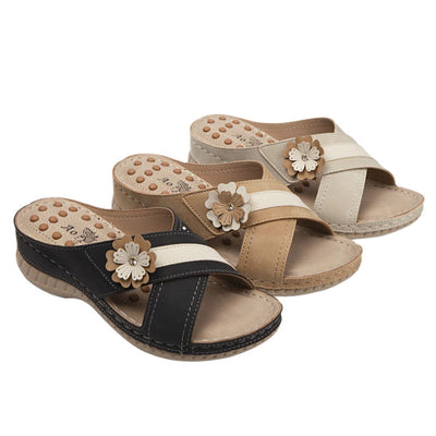 Wedge Flower Beach Slippers For Women