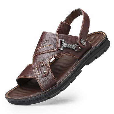 Men'S Leather Breathable Soft Leather Soft Sole Sandals