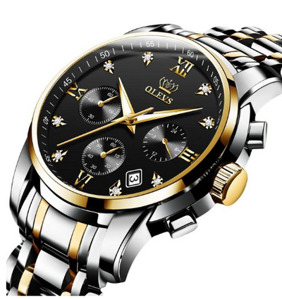 Luxury Brand Men Chronograph Stainless Steel Waterproof Quartz Watches