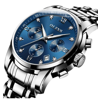 Luxury Brand Men Chronograph Stainless Steel Waterproof Quartz Watches