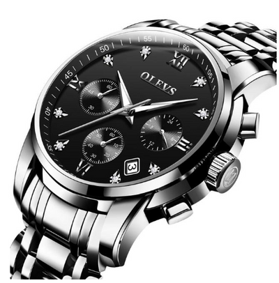 Luxury Brand Men Chronograph Stainless Steel Waterproof Quartz Watches