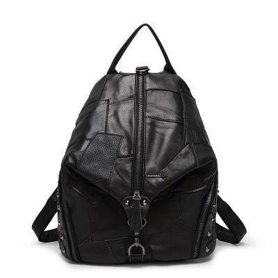 Style Trendy Stitching Contrast Color Backpack