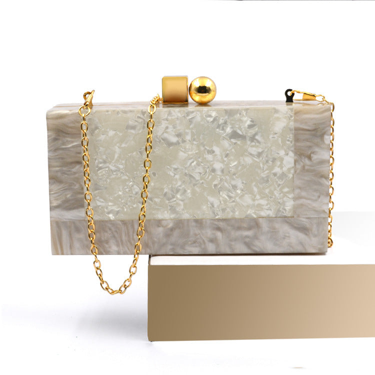 Shell Acrylic Stitching Messenger Dinner Chain One Shoulder Clutch