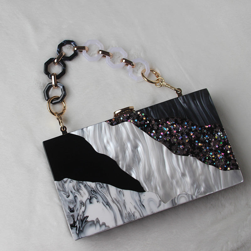 Fashion Dinner Wedding Black And White Sequin Clutch