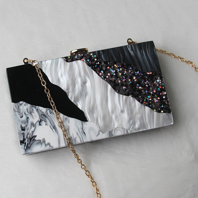 Fashion Dinner Wedding Black And White Sequin Clutch