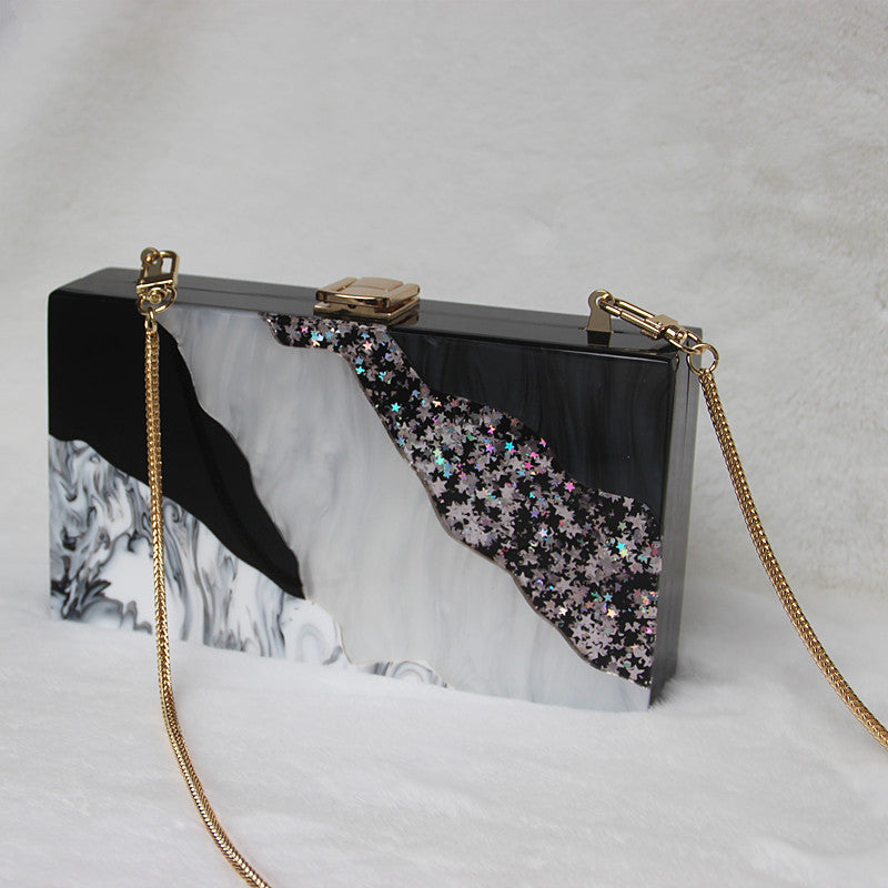 Fashion Dinner Wedding Black And White Sequin Clutch