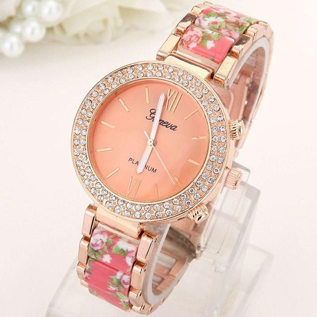 Ceramic Alloy Geneva Watch Print Female Watch