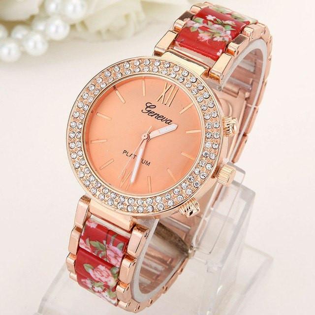 Ceramic Alloy Geneva Watch Print Female Watch