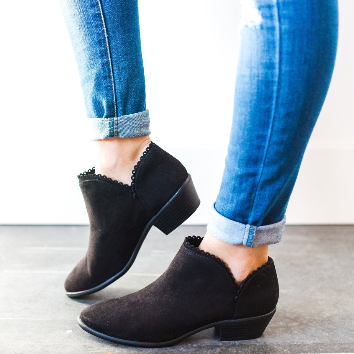 Women Slip On Low Heel Ankle Boots