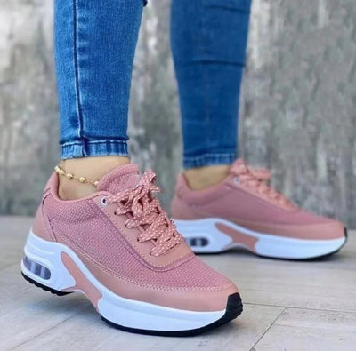 Sports Women Thick Sole Mesh Breathable Casual Lace-Up Sneakers