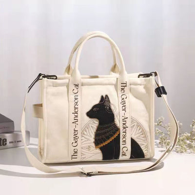 Cat Embroidered Canvas Crossbody Bags