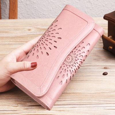 Women's Fashion Long Leather Retro Wax Wallet