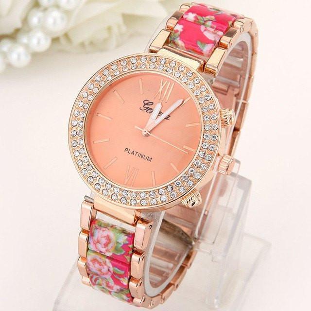 Ceramic Alloy Geneva Watch Print Female Watch