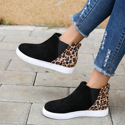 Leopard Print Flats Women V Cutout Elastic Band Shoes