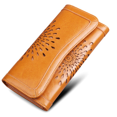 Women's Fashion Long Leather Retro Wax Wallet