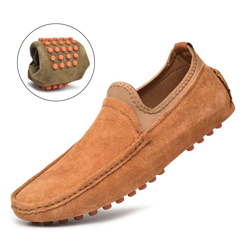 Breathable Genuine-Leather Casual Shoes Men Summer Moccasins Slip On