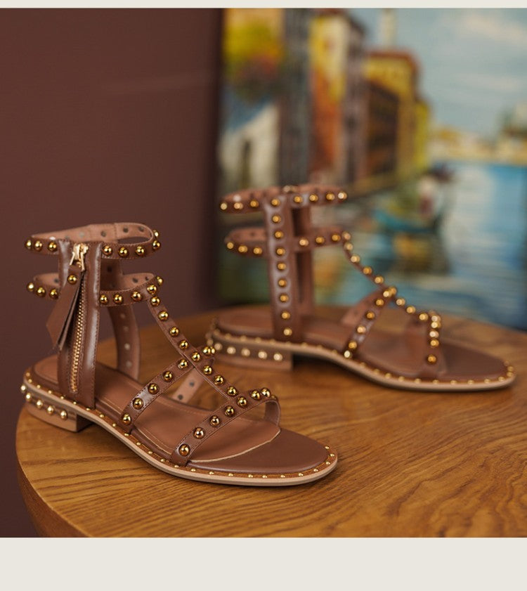 Women's Summer Flat Rivet Roman Sandals