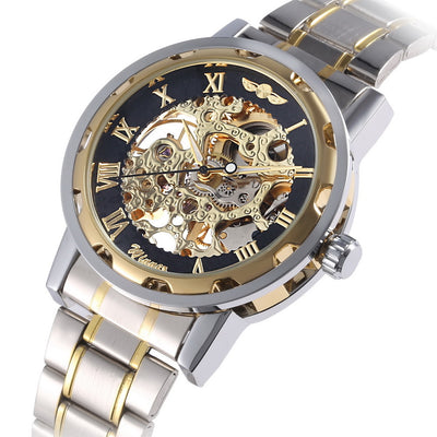 business casual space engraved gold watchband manual mechanical watches