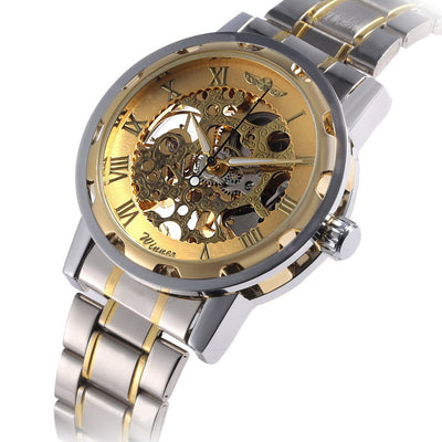 business casual space engraved gold watchband manual mechanical watches