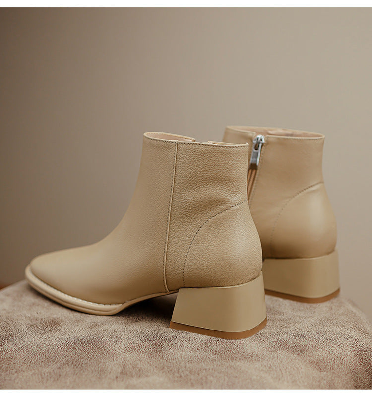 Simple All-match Soft Cowhide Boots Autumn And Winter Style