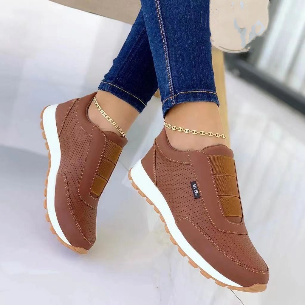 Women Flat Elastic Band Design Platform Sneakers