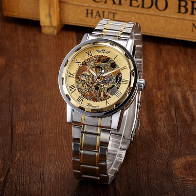 business casual space engraved gold watchband manual mechanical watches