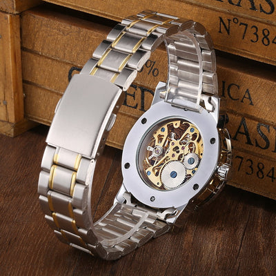 business casual space engraved gold watchband manual mechanical watches