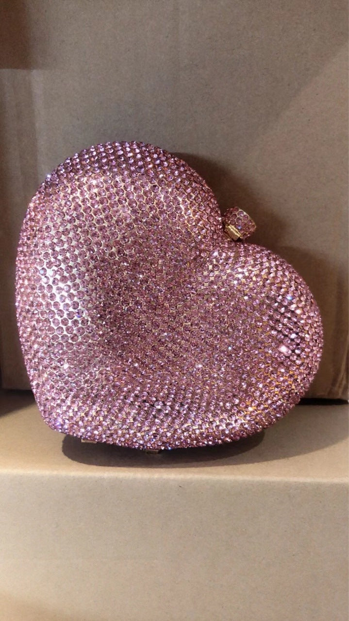 Hand Holding Heart-shaped Diamond Dinner Bag