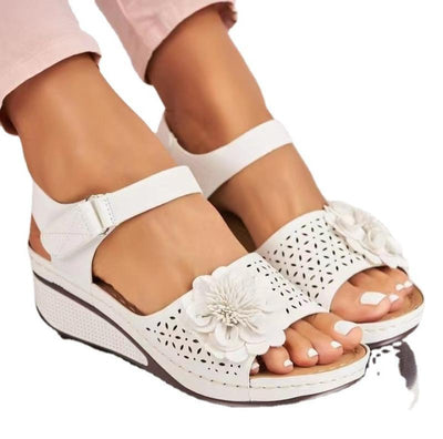 Flower Platform Wedge Sandals