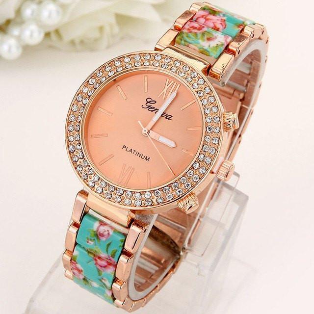 Ceramic Alloy Geneva Watch Print Female Watch